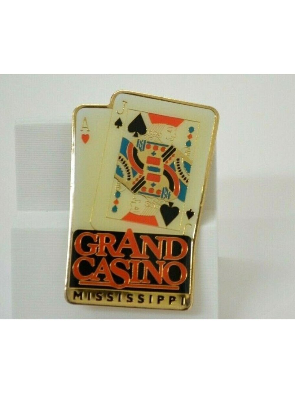 Vintage Grand Casino Mississippi Magnet Gold Tone Enamel Refrigerator Cabinet